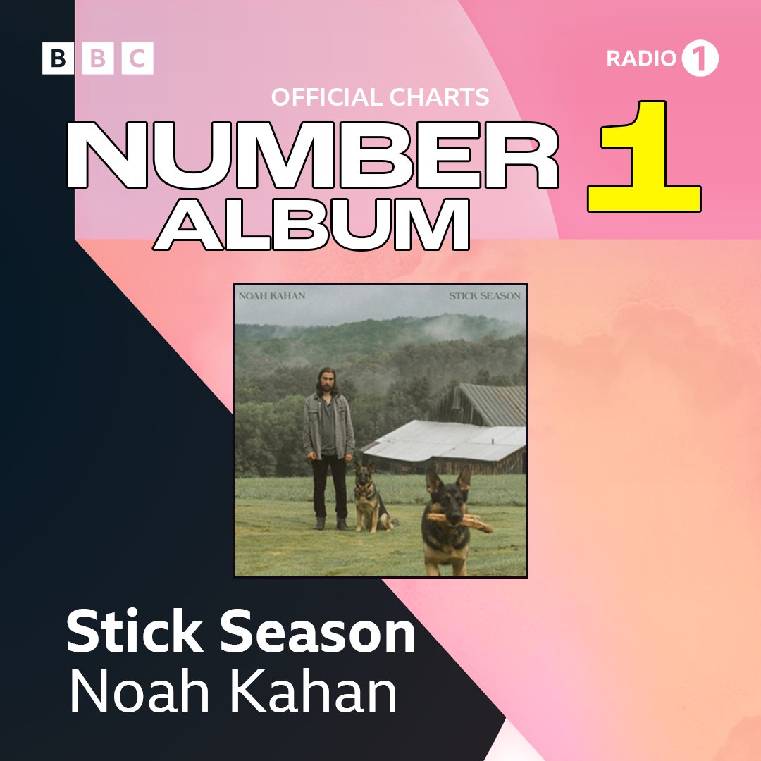 BBCR1's tweet photo. .@NoahKahan has taken over this week's chart with his first ever uk number 1 album ‘Stick Season’ and he continues to hold onto the number 1 spot in the singles chart for an impressive 7th week in a row! 👑 https://t.co/6bUZ0Nc3Gc