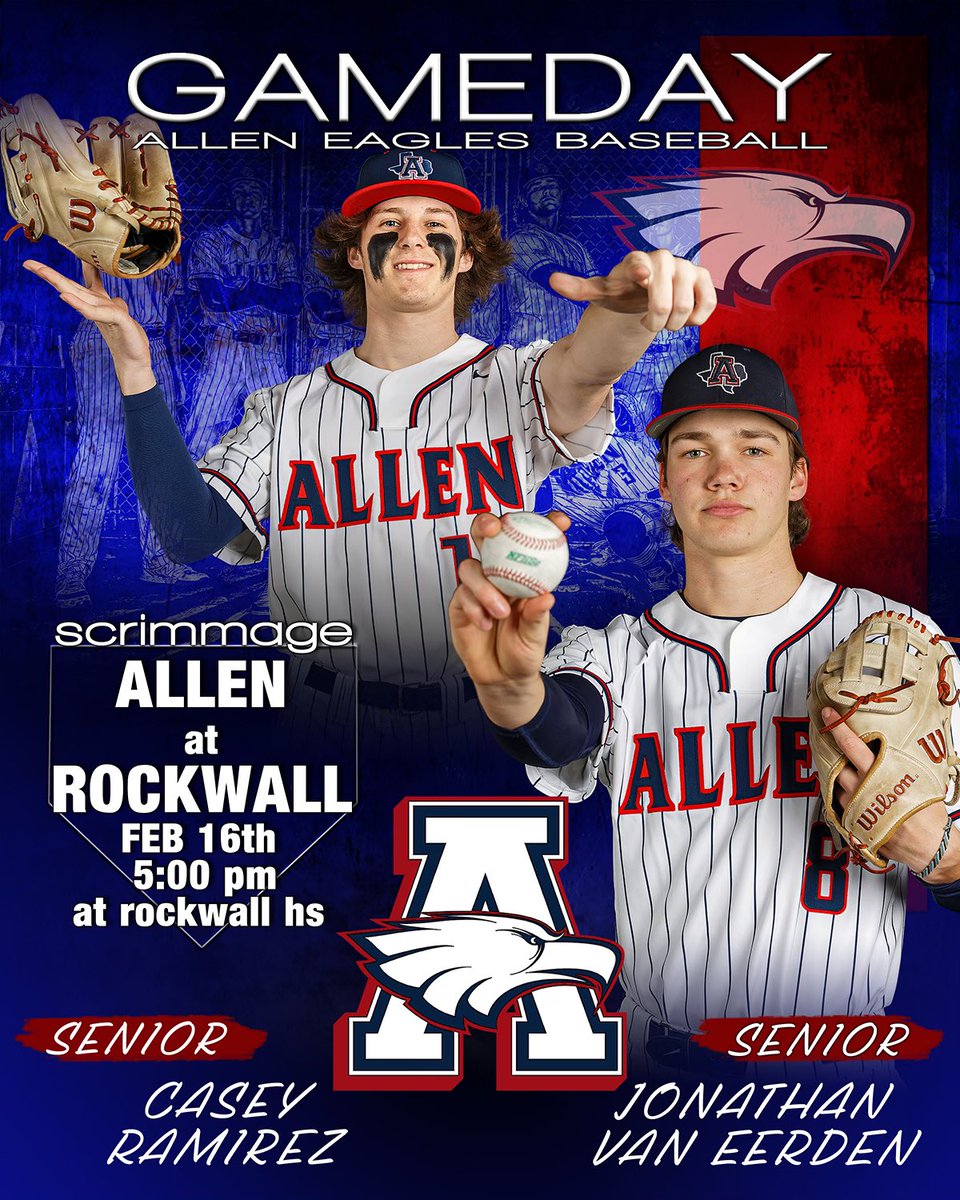 alleneagleshrc's tweet image. All the Eagles play today! 
Varsity 5:00 at Rockwall
JV 5:00 at AHS 
Freshmen 5:00 at AHS 
It’s a great day for baseball! 
#catchagame
😀 @c_ramirez2024 @jovaneerden 
📸 @bigedmachine1