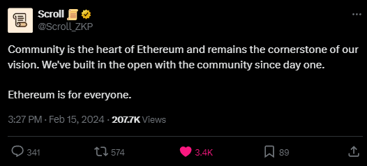 MingoAirdrop's tweet photo. zkSync and Scroll airdrops are the next in line 

We got airdrops/community bull posts from both sides recently 

I feel like they are SUPER CLOSE

• Scroll talking about community - they are commited to do well 

• zkSync team member doing the same thing + talking about airdrops distribution 

Both are ready and are probably coming soon