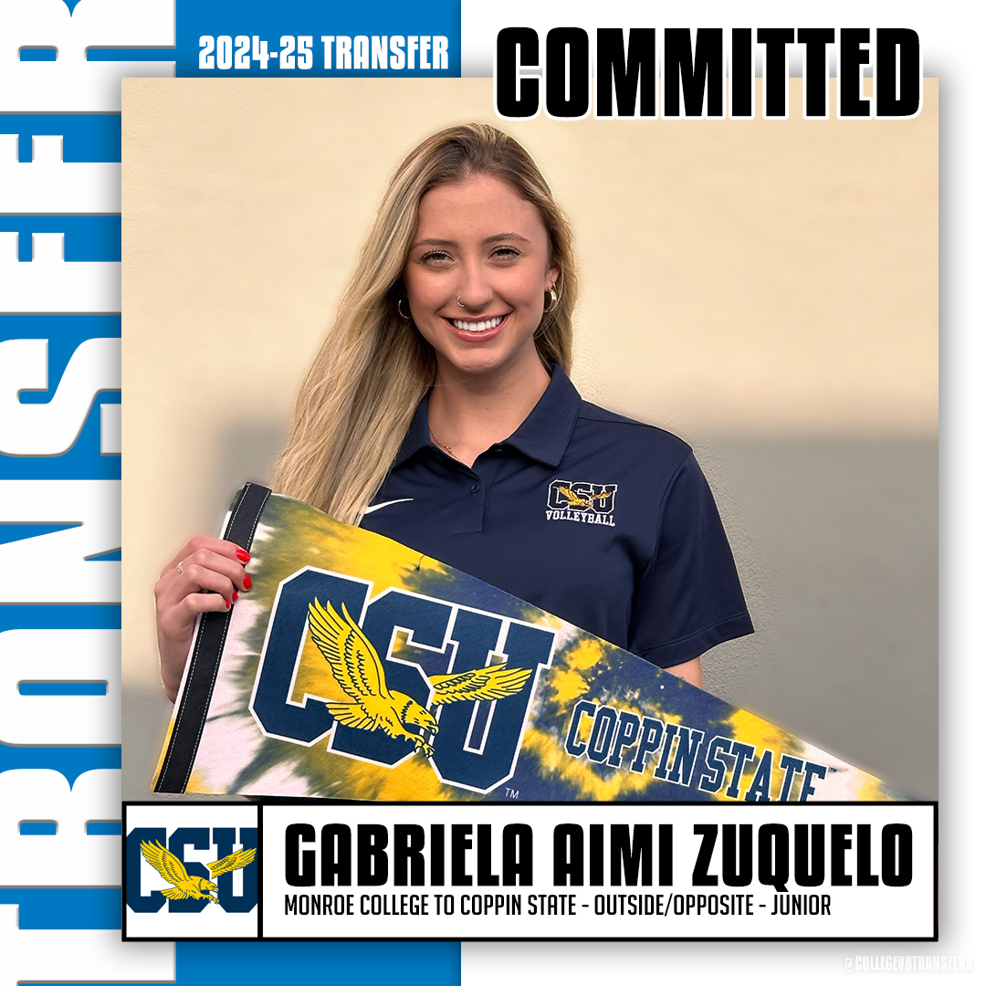 𝗧𝗿𝗮𝗻𝘀𝗳𝗲𝗿 ✏️: Gabriela Aimi Zuquelo 🏐: Outside/Opposite 🎓: Junior ⬅️: Monroe College ➡️: Coppin State #CollegeVBTransfers | #NCAAWVB