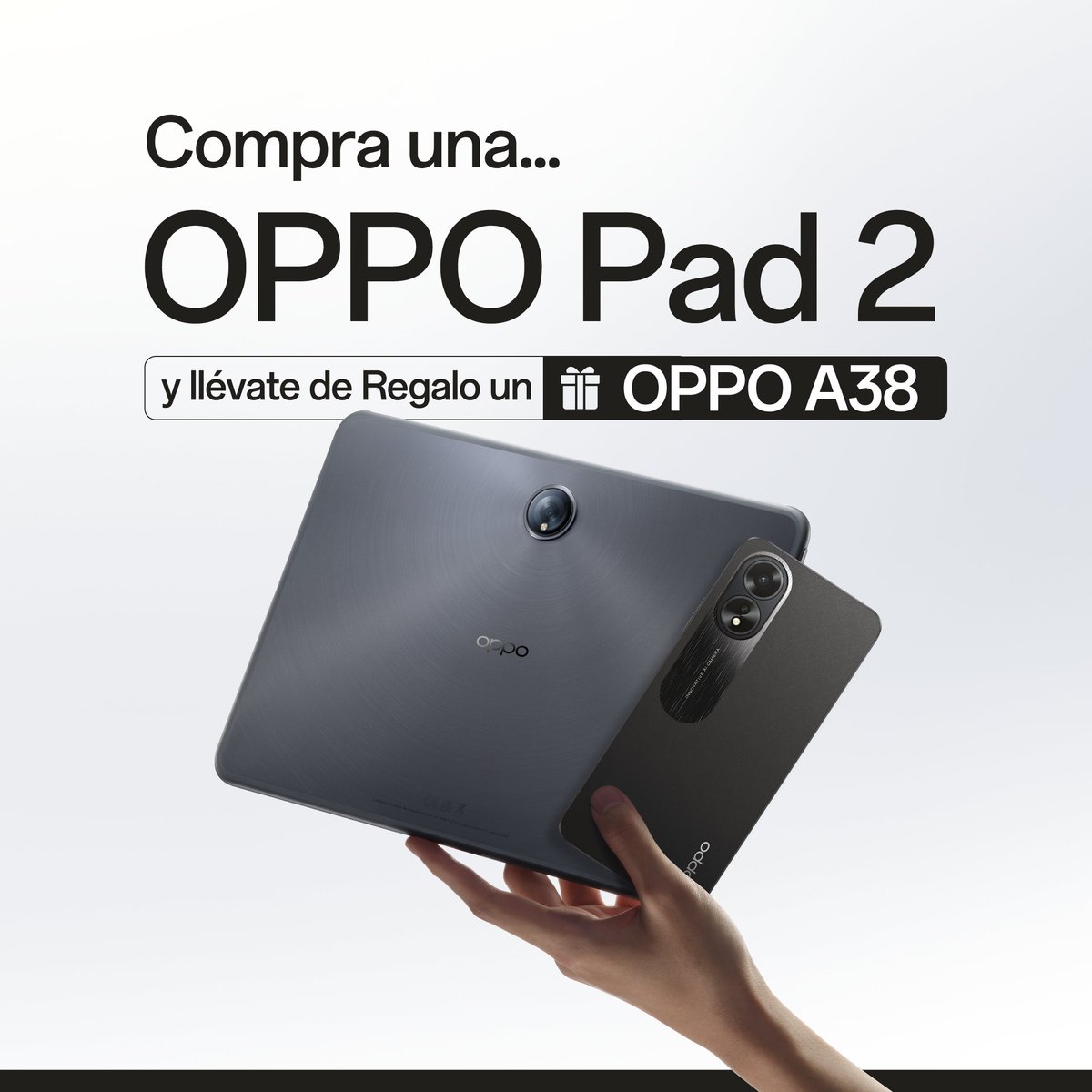 OPPOEspana's tweet photo. ¡Notición! Si compras un #OPPOPad2 te llevas de regalo un #OPPOA38 📱🤗 No se nos ocurre un duo mejor para alegrarte el mes 🎁
Entra en nuestra web para más info ➡️ https://t.co/uYvQ250wyh https://t.co/9iJwwWUOBo