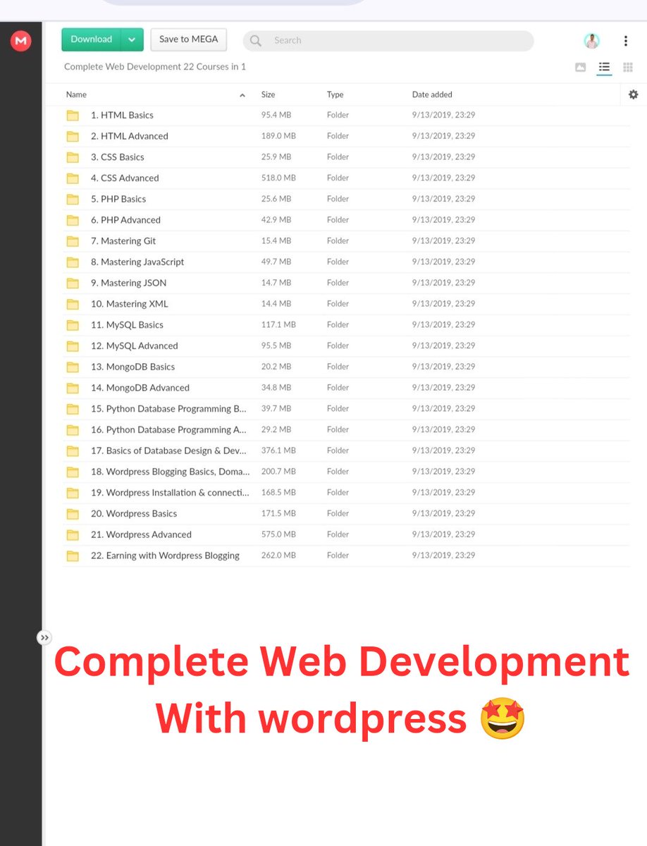 Complete Web Development With wordpress 😱🔥 💁HTML 💁 CSS 💁Javascript 💁JSON 💁MySQL 💁MongoDB 💁Python 💁WordPress Just FREE of cost !! To get, just: 1) Follow(so that I can Dm) 2) Like and Repost 3) Comment 'Web Development' to receive your copies