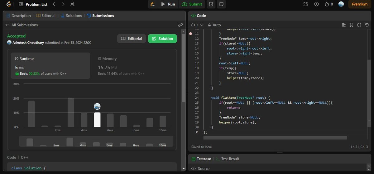 AshuJatt6's tweet image. #75daysofcodechallenge   
-Day 57/75
LeetCode Problem Name:
1. Minimum Depth of Binary tree.
2. Path Sum ll.
3. Flatten Binary tree to Linked list.
4. Distinct Subsequence.
Rest in Peace
Jungkook