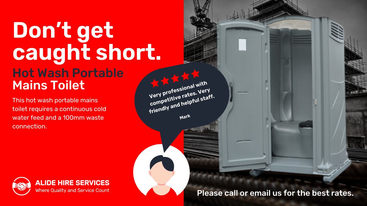 Looking for a portable loo with the added luxury of hot water? Our Hot Wash Portable Mains Toilet is perfect! Simply hook it up to a cold water supply and waste connection for immediate convenience. Get in touch for the best prices! More details here: alidehire.co.uk/product/hot-wa…