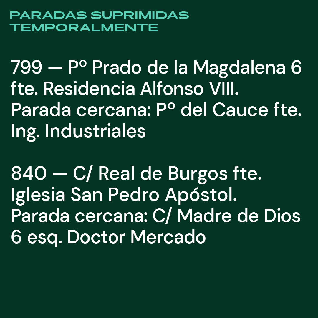 📢 ¡Buenos días! #FelizSábado ⛔️ Cortado el #PaseoPradoDeLaMagdalena por el mercadillo ⏰ De 7:25 a 16:05 horas 🚍 Línea afectada: C2 ❌🚏 C/ Real de Burgos fte. Ig. San Pedro y Pº Prado de la Magdalena 6 🚧 Más información en las imágenes: