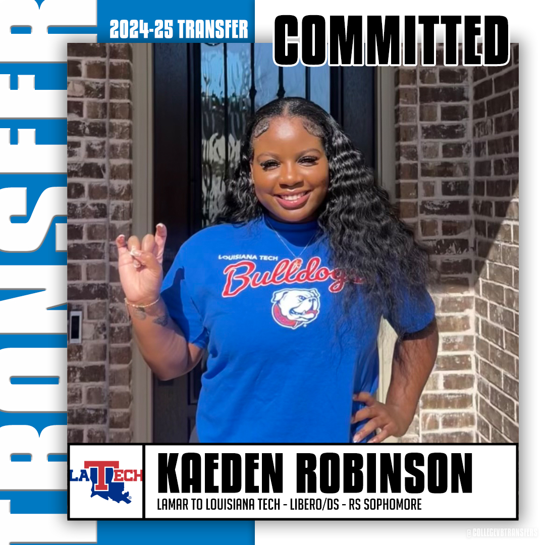 𝗧𝗿𝗮𝗻𝘀𝗳𝗲𝗿 ✏️: Kaeden Robinson 🏐: Libero/DS 🎓: RS Sophomore ⬅️: Lamar ➡️: Louisiana Tech #CollegeVBTransfers | #NCAAWVB