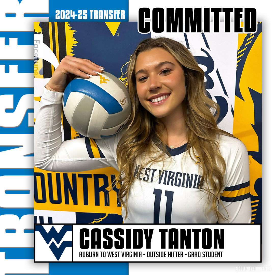 𝗧𝗿𝗮𝗻𝘀𝗳𝗲𝗿 ✏️: Cassidy Tanton 🏐: Outside Hitter 🎓: Grad Student ⬅️: Auburn ➡️: West Virginia ✖️: @cassietanton #CollegeVBTransfers | #NCAAWVB