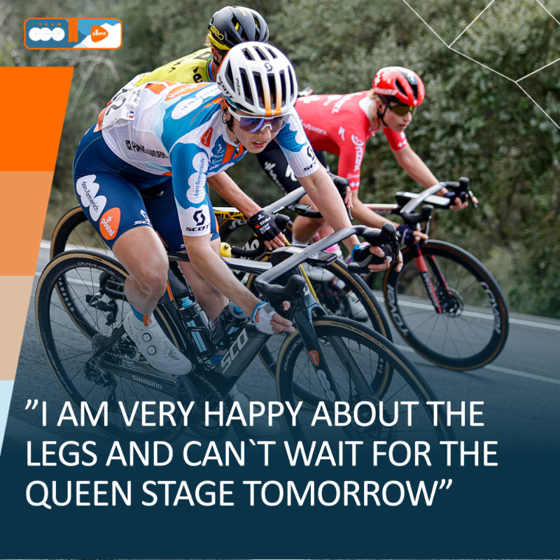 picnicpostnl's tweet photo. 💬 Hear from @JulietteLabous about the first GC battle ⚔️on today's stage of the #SetmanaCiclista, where she finished 8th after a nice ride by the whole team. 👇