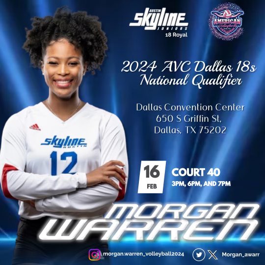 Morgan Warren (@morgan_awarr) on Twitter photo So excited for this weekend! We are playing in the AVC 18s qualifier in Dallas! Catch Austin Skyline 18 Royal at 3,6 and 7 pm!
<a href="/atxskylinejrs/">Austin Skyline Juniors</a> <a href="/HHSHawkVball/">HHS Hawk Volleyball</a> <a href="/SetterU/">SetterU</a> <a href="/HUAthletics1868/">Hampton Athletics</a> <a href="/UAPBLionsVB/">ππππ² ππ’π¨π§π¬ ππ¨π₯π₯ππ²πππ₯π₯ ππ</a> <a href="/Temple_VB/">Temple Volleyball</a> <a href="/SCStateAthletic/">SC State Athletics</a>
#volleyball #bid #bidness #volleyballplayer So excited for this weekend! We are playing in the AVC 18s qualifier in Dallas! Catch Austin Skyline 18 Royal at 3,6 and 7 pm!
<a href="/atxskylinejrs/">Austin Skyline Juniors</a> <a href="/HHSHawkVball/">HHS Hawk Volleyball</a> <a href="/SetterU/">SetterU</a> <a href="/HUAthletics1868/">Hampton Athletics</a> <a href="/UAPBLionsVB/">ππππ² ππ’π¨π§π¬ ππ¨π₯π₯ππ²πππ₯π₯ ππ</a> <a href="/Temple_VB/">Temple Volleyball</a> <a href="/SCStateAthletic/">SC State Athletics</a>
#volleyball #bid #bidness #volleyballplayer