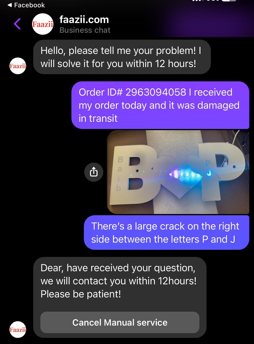 PJMK412's tweet photo. Be careful of ordering from https://t.co/62EHwmRLr4

My wife’s gift arrived yesterday very poorly packaged.  When I opened the package, the gift was broken.  I reached out to their customer service and was told i would receive call/message within 12 hours. https://t.co/Cj81nkEL7J