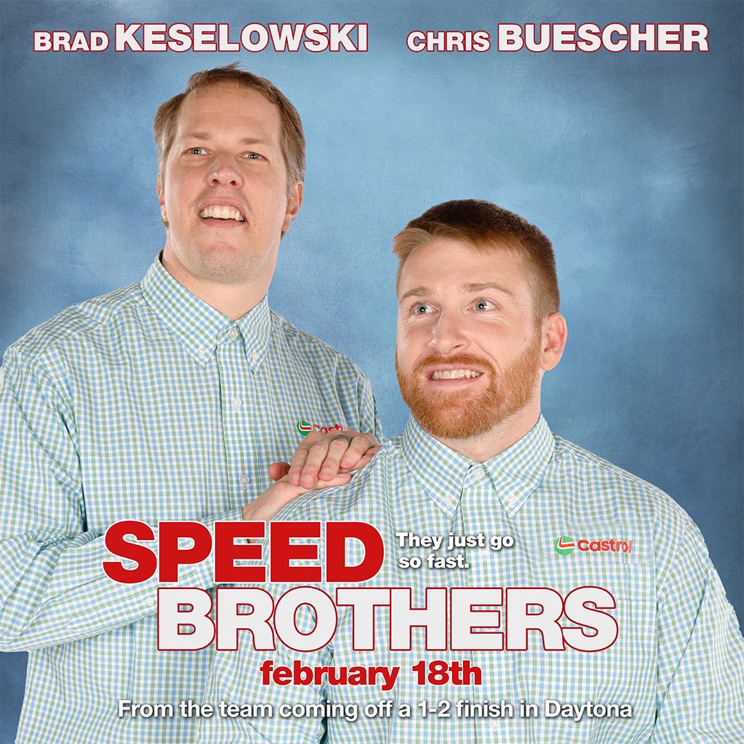 CastrolUSA's tweet photo. Brad Keselowski: “Friends who ride majestic, Castrol Edge branded Ford steeds, burning rubber down the straights of Daytona.”
Chris Buescher: “I would follow you to the shores of Lake Lloyd if that’s what you mean.”
#Daytona #SpeedBrothers @rfkracing @keselowski @chris_buescher https://t.co/SJaG4D4q82