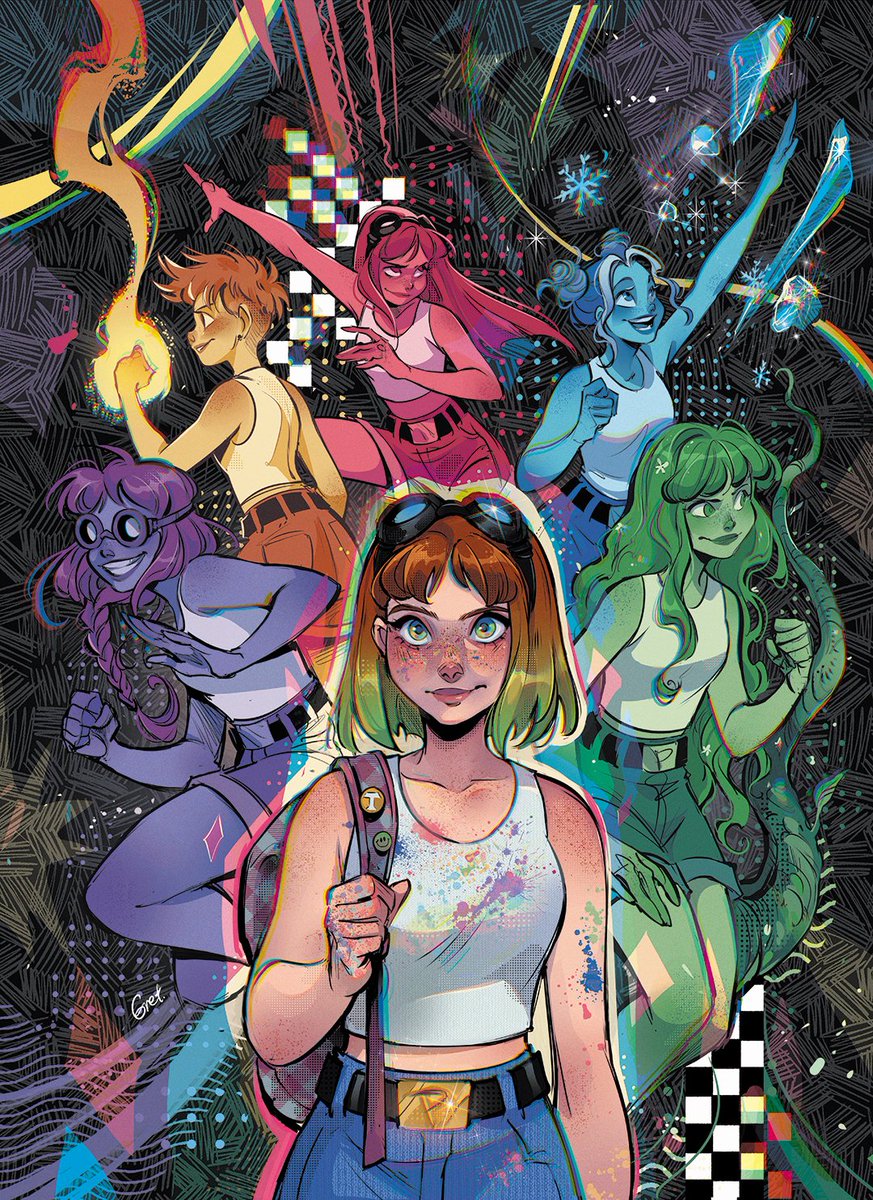 Gretlusky's tweet photo. New cover reveal! 🌈✨

The first graphic novel of Primer will be re-released in periodical format with fresh new cover art 🌸 this one for issue #3 and will be out May 28! @tomkrajewski @jennifermuro #dccomics https://t.co/IEey5RmMgt
