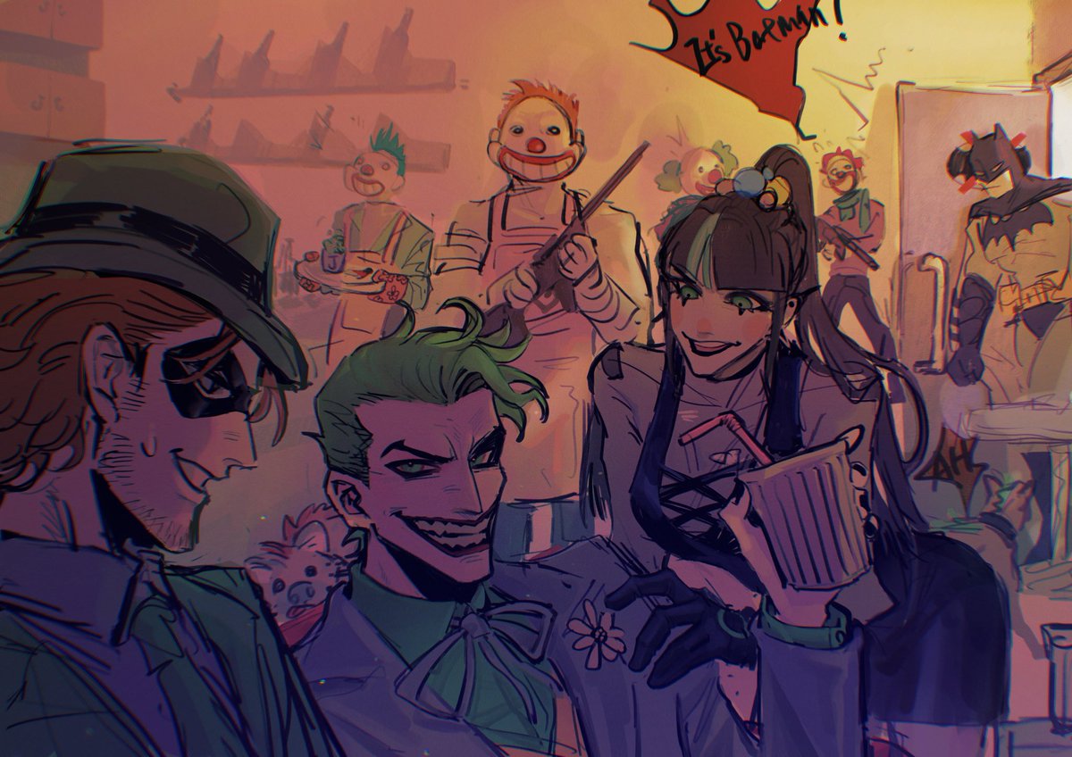 HappyPoker_CL's tweet photo. 哈哈，开party！！
不，蝙蝠侠，我们没有邀请你
#Joker #Riddler #Punchline #Batman https://t.co/vvajUp1ube