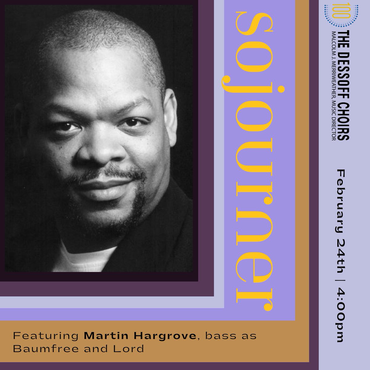 Dessoff will be joined by Martin Hargrove, bass, as Baumfree and Lord on Saturday, February 24 when we present Valerie Capers's "operatorio" Sojourner. dessoff.org/events/sojourn…