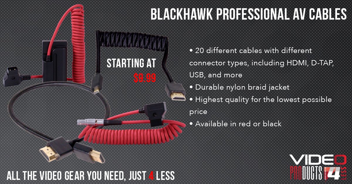 Blackhawk Cables manufactures professional AV cables for a variety of productions and workflows!

#VP4L #BlackHawk #blackhawkcables #cables #avcables #audio #video #videoproduction #filmmaking #connection #professionalequipment #HDMI #USB #Dtap #audioequipment #videoequipment