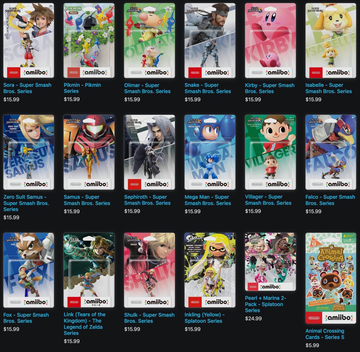 Sora amiibo, Sephiroth amiibo, & more available at Nintendo Store