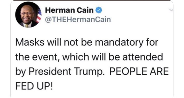 marlene4719's tweet photo. And Herman Cain never had to worry about masks again. https://t.co/YqqLonUoqv
