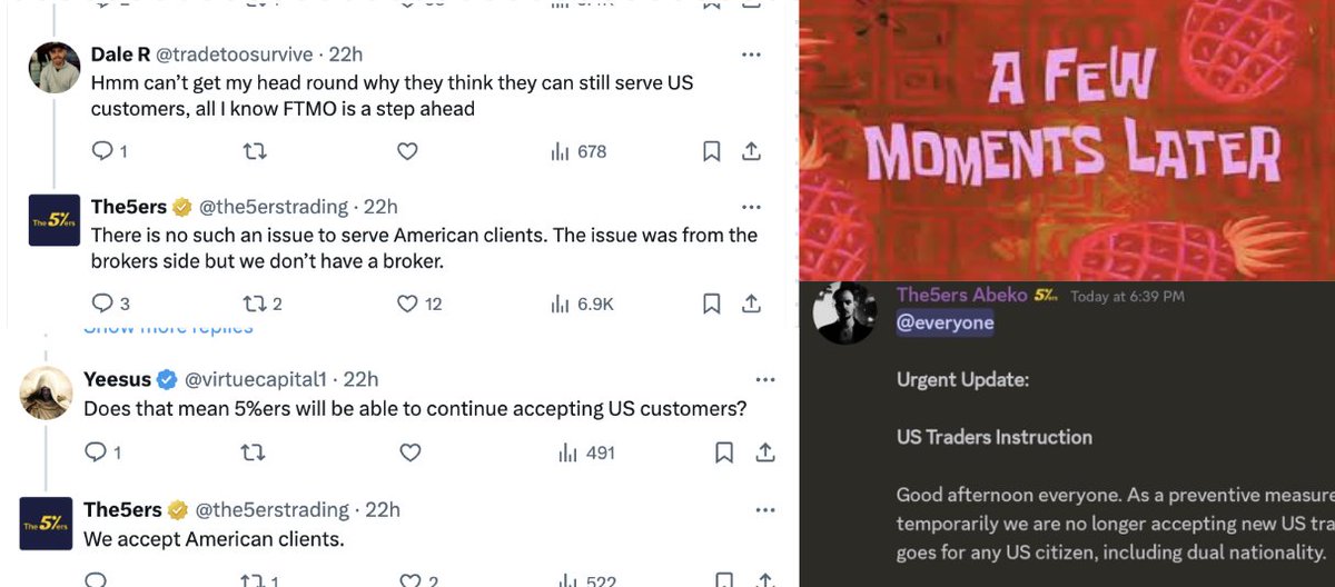 lukasstibor's tweet photo. JUST IN: The5ers announced just a few minutes ago that they are temporarily terminating their service for new US customers 🇺🇸 https://t.co/zWvV7ONFc9