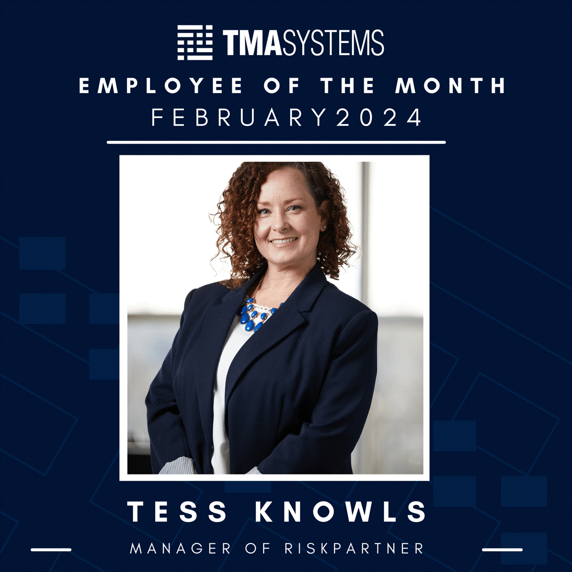 TMA_Systems's tweet image. 👏 Congratulations to Tess Knowls for earning Employee of the Month! Her creativity, dedication, and professionalism are admirable and appreciated by all.

#TMASystems #EmployeeOfTheMonth #CMMS #EAMSoftware  #TMAteam #Teamwork #RiskPartner