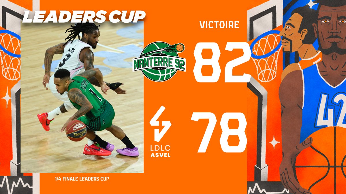 VICTOOOOIRE ! 🥳

Les Nanterriens réalisent un match presque parfait et l'emportent face aux tenants du titre dans une fin de match intense. 💪🤯🔥

Nanterre est qualifié pour la demi-finale de #LeadersCup demain à 18h30 face à la <a href="/JLBourgBasket/">JL Bourg Basket</a>. 🏆
