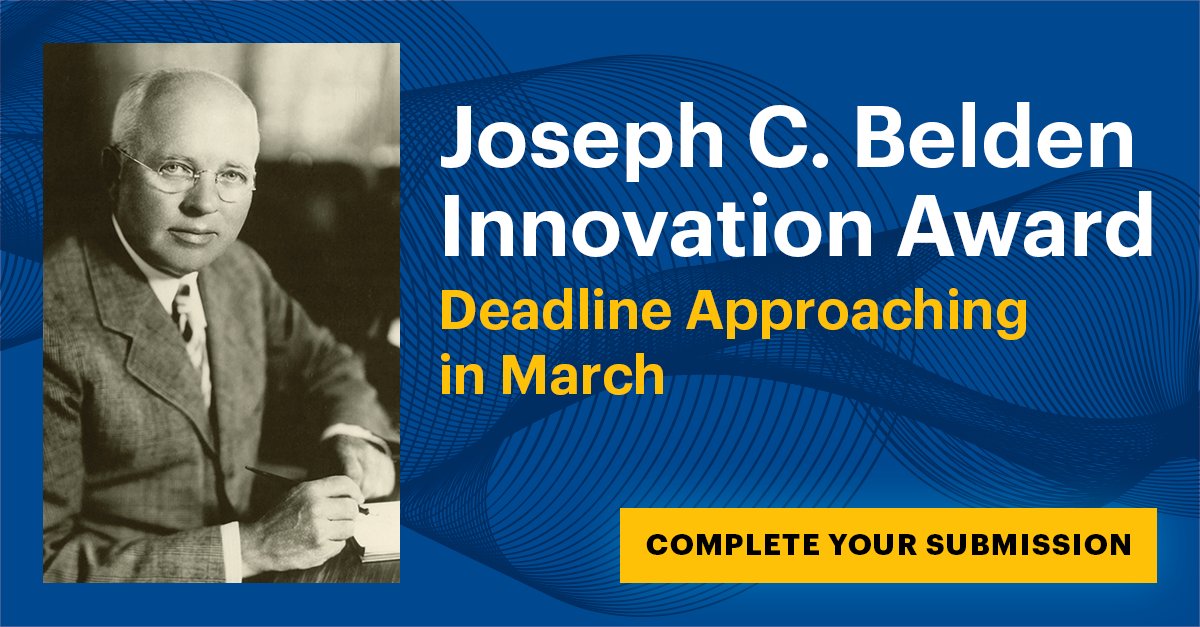 CIO Events (@cioevents) on Twitter photo The deadline for the Joseph C. Belden Innovation Award is approaching fast. Submit your entry by March 18 and join us in celebrating groundbreaking solutions in healthcare, manufacturing, and more!
Nominate today: bit.ly/47uBDRO
#Innovation #BeldenAward <a href="/BeldenInc/">Belden Inc.</a> The deadline for the Joseph C. Belden Innovation Award is approaching fast. Submit your entry by March 18 and join us in celebrating groundbreaking solutions in healthcare, manufacturing, and more!
Nominate today: bit.ly/47uBDRO
#Innovation #BeldenAward <a href="/BeldenInc/">Belden Inc.</a>
