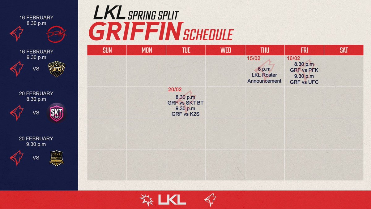 DrakoFR_'s tweet photo. Petit rappel, on se retrouve ce soir à 20h30 pour le début de @LaLKL_ ! RDV sur mon stream pour les deux premiers matchs de @GriffinLKL_ :

20h30 : @GriffinLKL_ - @PFK_LOL 
21h30 : @GriffinLKL_ - @TeamUFC_ 

Bon courage à nos adversaires, ils vont en avoir besoin 😈 https://t.co/2pyT9AN7N2