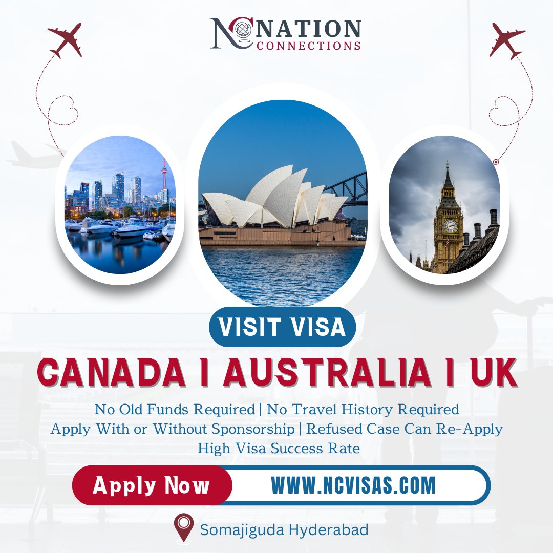 ncvisa's tweet image. Apply for business visas, tourist/visitor visas, and temporary visit visas through NC Visas from India who can help you out in filing visa documentation.
Call : +91 95055 15154
Website : ncvisas.com
#immigrationcosultant #studyvisaconsultant #visa #ncvisa #studyvisa