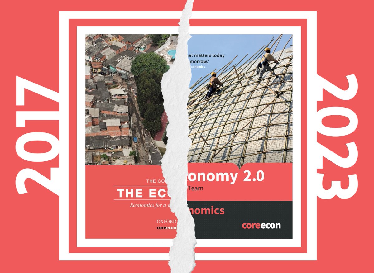 📕 6 years on, and The Economy 1.0 has been rewritten into The Economy 2.0. The microeconomics volume is available online, read for free ➡️ core-econ.org/the-economy The macroeconomics volume will arrive this spring, find out more ➡️ core-econ.org/new-edition-of…