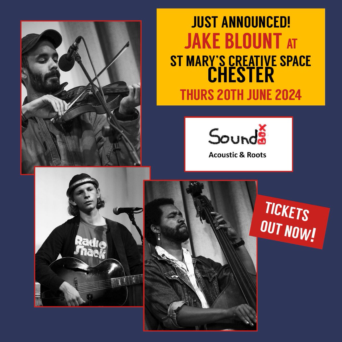 More exciting UK tour news for @forked_queer aka #JakeBlount - Jake's trio will perform @CreativeMarys #Chester on 20 June, presented by the fine folks @SoundBox27_Rose 😍 Tix on sale from 6pm today➡️ wegottickets.com/event/610407 #Chester #Cheshire #livemusic #folkmusic #Americana