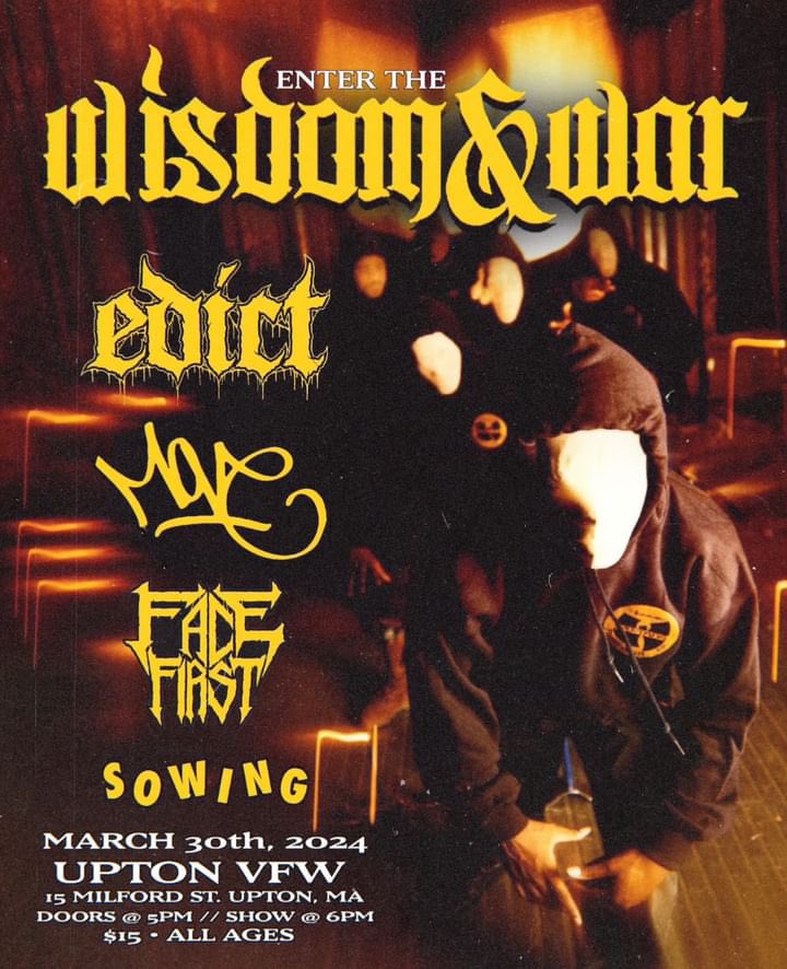 TOUR + FIRST SHOW BACK w/ Wisdom&amp;war, we touring with the pals in @EDICT666 !! absolute insanity and stoked to be a part of it, been itching to play out with these guys again :)
