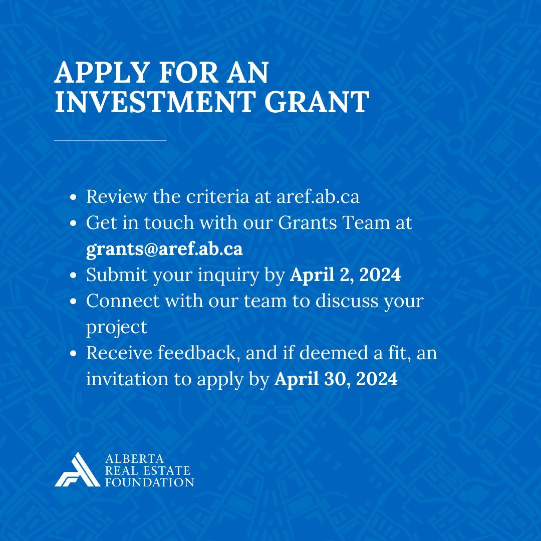 Alberta Real Estate Foundation (@arefabca) on Twitter photo UPDATE 📣
We have extended our Investment Grant deadline to April 30! We welcome your letters of inquiry anytime between now and April 2. 
Please reach out to our Grants Team at grants@aref.ab.ca with your questions or concerns. Our door is always open!
aref.ab.ca/grants UPDATE 📣
We have extended our Investment Grant deadline to April 30! We welcome your letters of inquiry anytime between now and April 2. 
Please reach out to our Grants Team at grants@aref.ab.ca with your questions or concerns. Our door is always open!
aref.ab.ca/grants