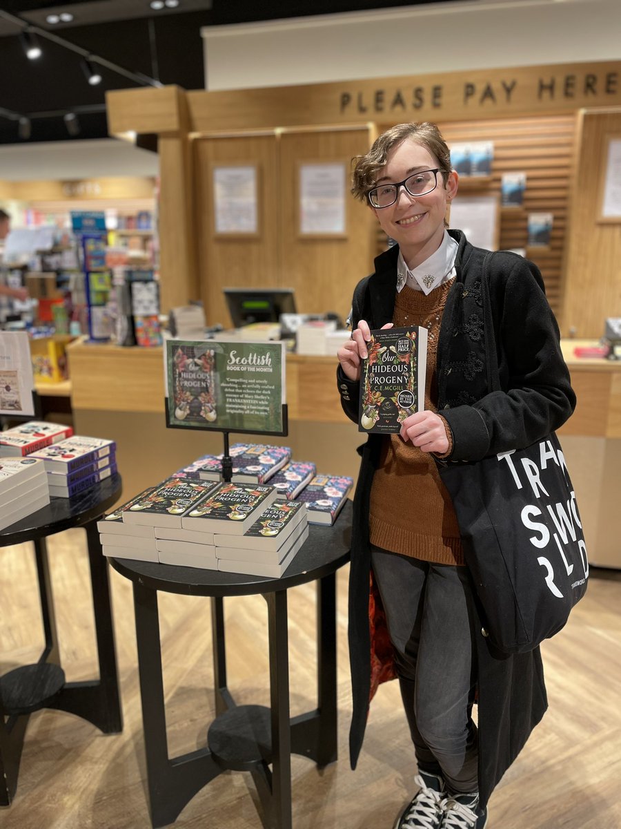 Not only did we meet @GarethJohnBrown, but @C_E_McGill popped in to sign copies of her book #OurHideousProgeny. Our Hideous Progeny is the Waterstones Scottish Book of the Month and it’s an homage to Mary Shelley’s Frankenstein.