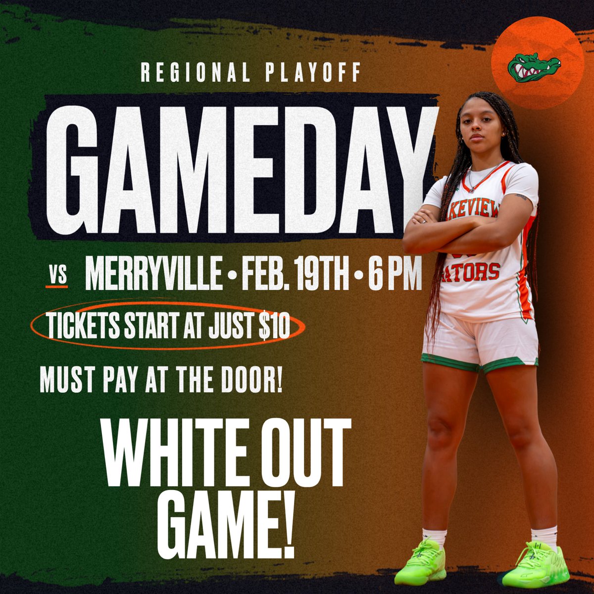 ROUND 2 ‼️ WHITE OUT GAME! 

📆 Feb 19th
⏰ 6pm
🆚 Merryville
🎟️ $10 MUST PAY AT THE DOOR*

#GeauxGators