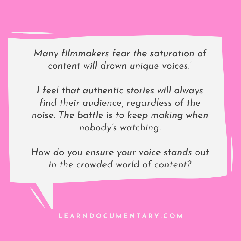 vonwallstrom's tweet photo. Many filmmakers fear the saturation of content will drown unique voices.

I feel that authentic stories will always find their audience, regardless of noise. The battle is to keep making when nobody’s watching.

How do you ensure your voice stands out? https://t.co/UiyVyfdWhV