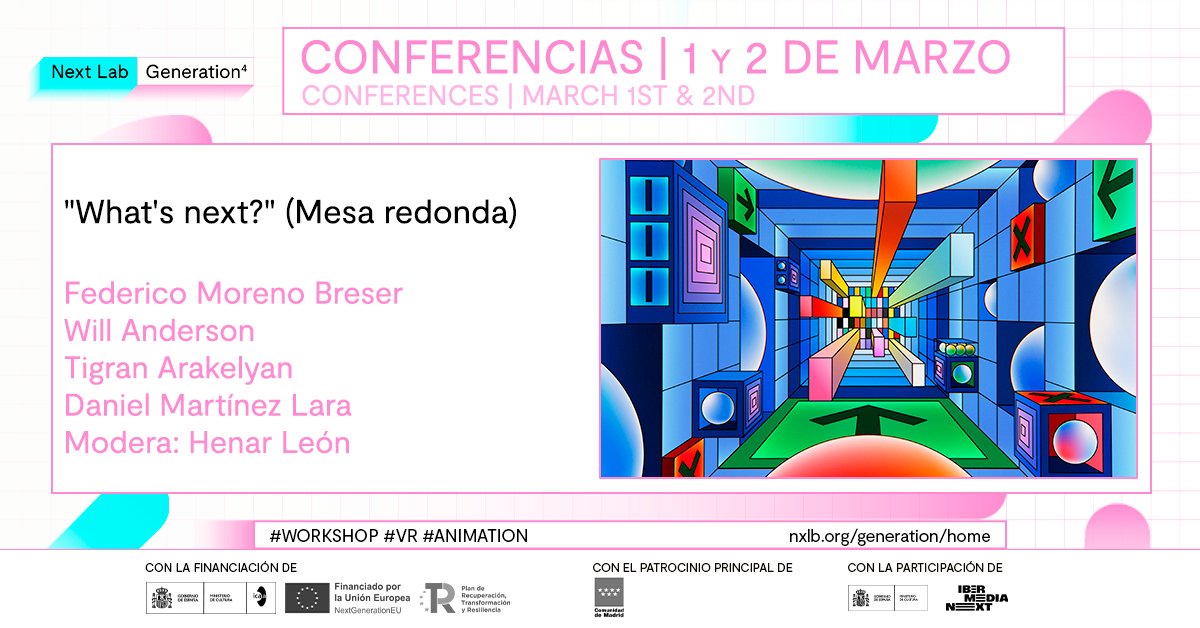 'WHAT'S NEXT?' (MESA REDONDA) - @fedebreser , @willanderson_ , Tigran Arakelyan, @_pepeland_  (modera @henar_leon_ )

📆 Sábado 2 marzo / Saturday March 2nd 📍 Espacio Rastro Madrid

➕ info (ESP) nxlb.org/generation-pro…
➕ info (ENG) en.nxlb.org/generation-pro…