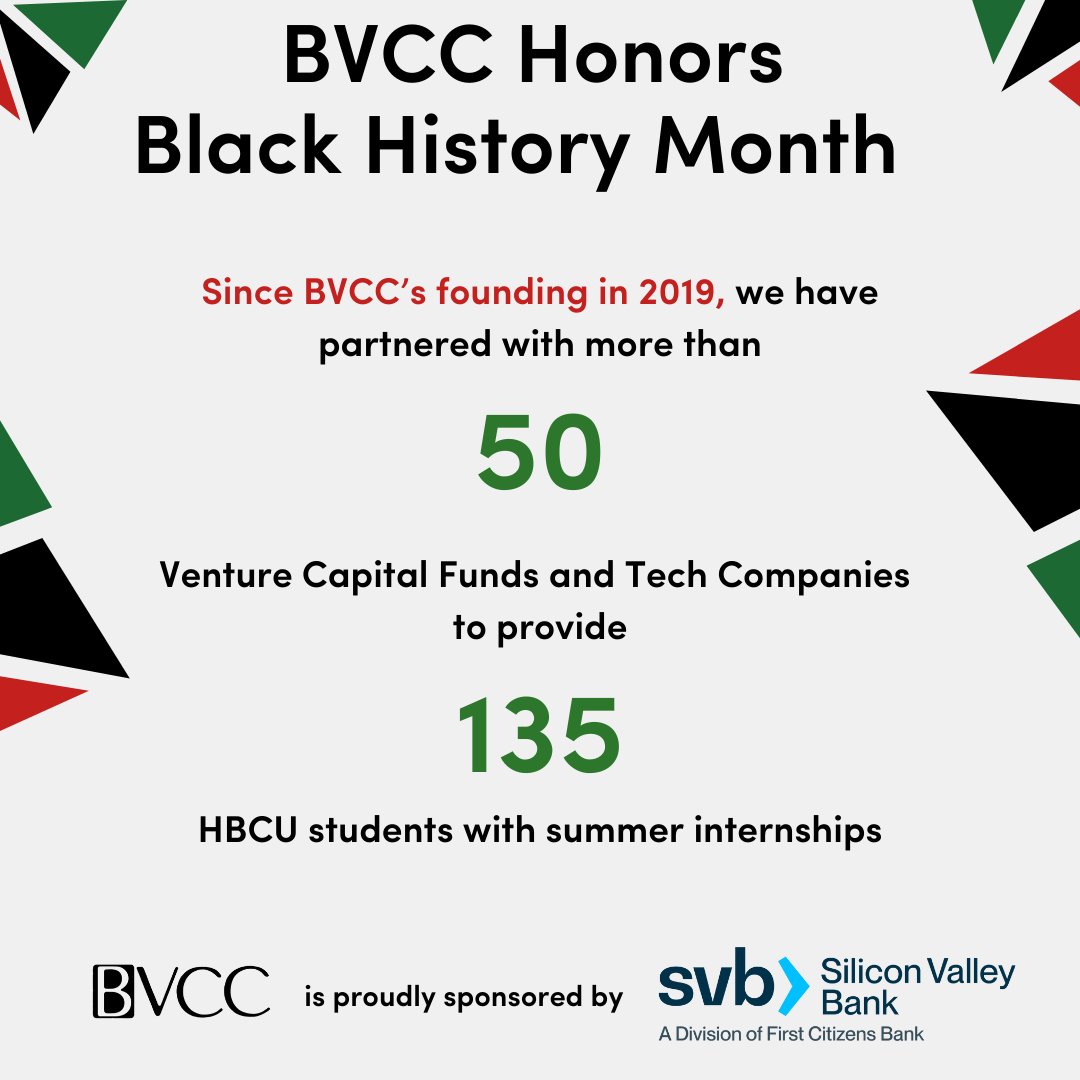 bvcc_vc's tweet photo. SVB is proud to sponsor BVCC for a 4th year. With the support of @SiliconVlyBank , BVCC has placed nearly 135 HBCU students in summer internships at dozens of venture capital funds and tech companies since 2019. Join our mission to increase diversity in the VC and Tech Ecosystem. https://t.co/JtxWRztnq5