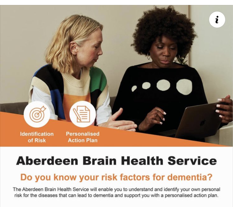 Alison Evison (@alisonevison) on Twitter photo We’re fortunate to have The Aberdeen Brain Health Service in the North East <a href="/NHSGrampian/">NHS Grampian</a> - to enable people to identify their own personal risk for the diseases that can lead to dementia & give support with a personalised action plan.
Details below: nhsgrampian.org/brainhealth?ut… We’re fortunate to have The Aberdeen Brain Health Service in the North East <a href="/NHSGrampian/">NHS Grampian</a> - to enable people to identify their own personal risk for the diseases that can lead to dementia & give support with a personalised action plan.
Details below: nhsgrampian.org/brainhealth?ut…