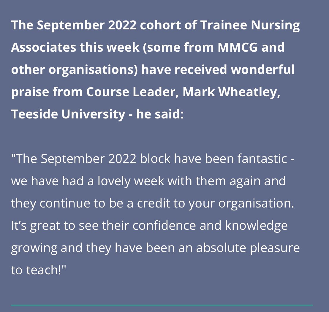 sammyjmatthews's tweet photo. ‘My’ TNA cohort featured in the Maria Mallaband Care Group Ltd digital newsletter, Our Voice, this week! 🥳🧑🏼‍⚕️🧑🏼‍🎓Thank-you to our Course Leader @TeessideUniTNA for sending the organisation feedback! @mmcgjobs #traineenurseassociate #celebrating #feedback https://t.co/nofo7KvK2n
