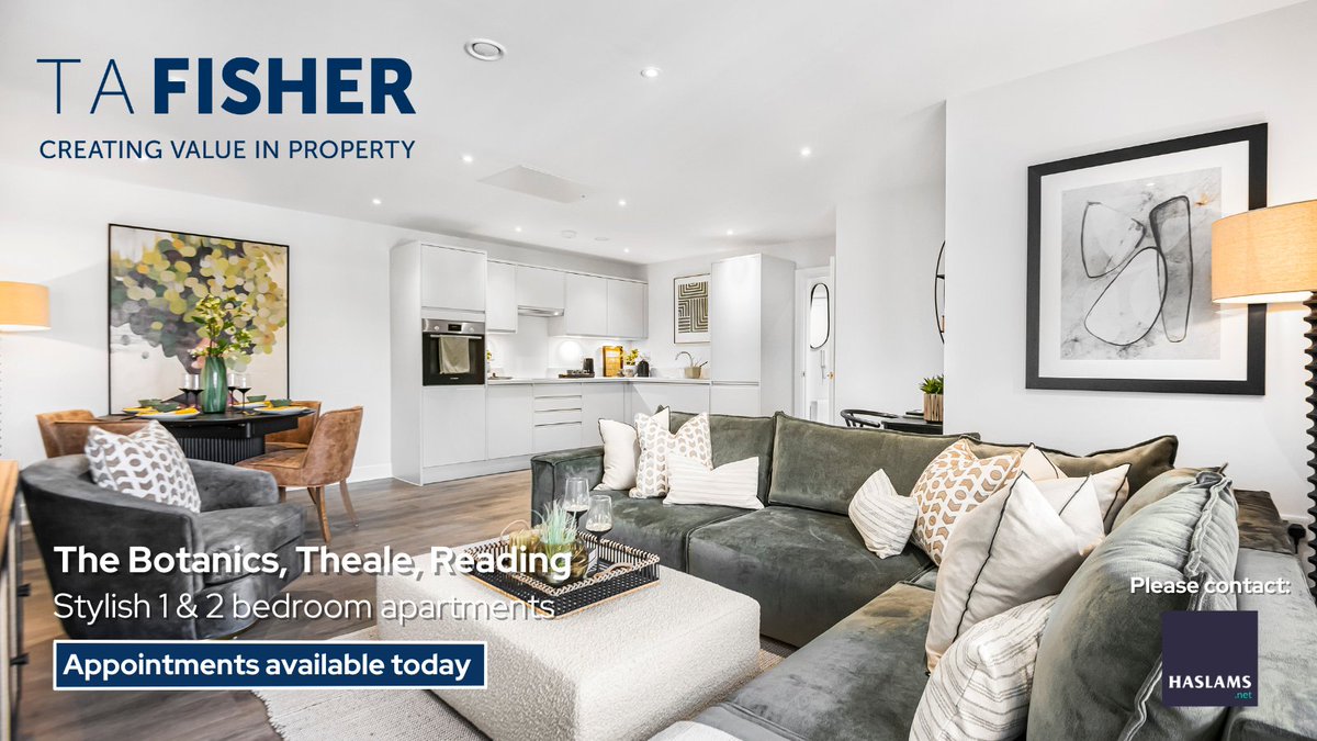 tafishergroup's tweet image. Introducing, The Botanics development in Theale. Show home open today (10am - 4pm) The Botanics is a development of fifteen stunning one &amp;amp; two bedroom apartments.

To arrange a viewing contact our selling agent @haslams on 0118 960 1010 (appointment only).

#Theale #BookAViewing
