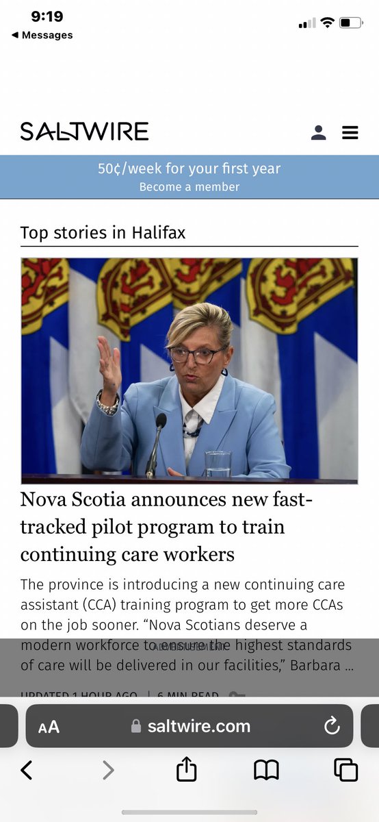Great news!  My Dept Of Seniors and Long Term Care, LSI, and NSCC are piloting a new FREE CCA program with a full 35 hour per week wage subsidy of $18 per hour and free tuition. This new 6 month program will better reflect the complex care needs of Nova Scotia seniors today.