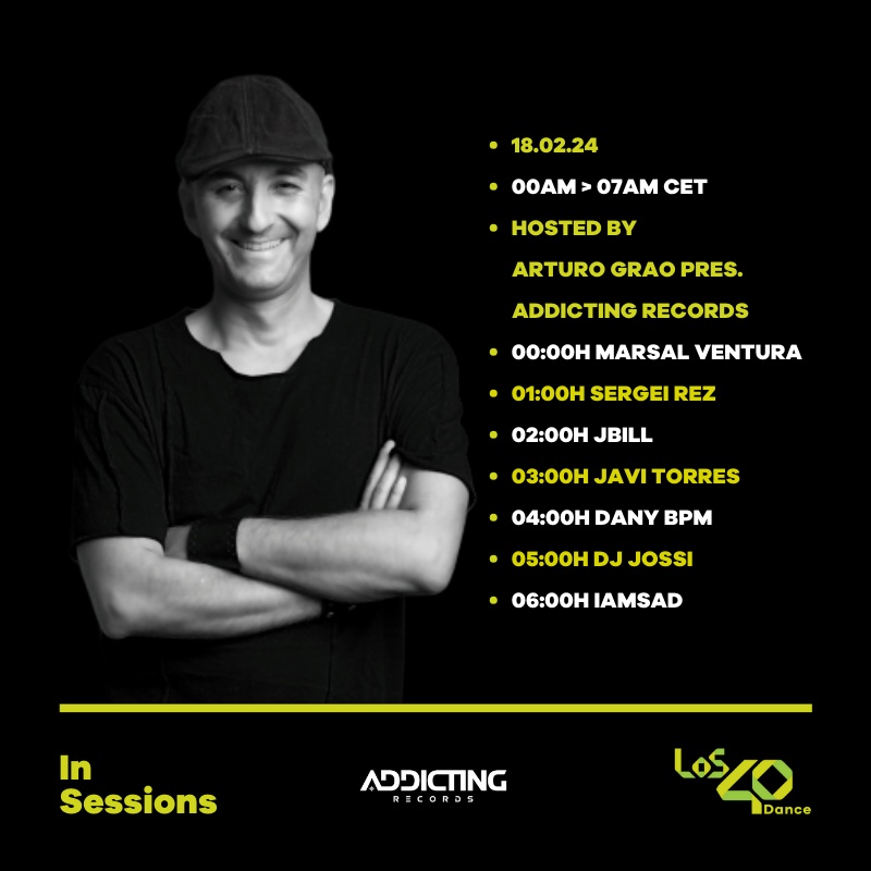 Los40Dance's tweet photo. Mañana en #LOS40DanceInSessions w/ Arturo Grao🎤 @Addicting_Rec

❗@MarsalVentura
❗@SergeiRez
❗JBill
❗@JaviTorresDj
❗@DanyBPM
❗@djjossioficial
❗IAmSad
#LOS40DanceInSessionsAddictingRecords

📱https://t.co/HXqCebbqiV

🔴https://t.co/S4Lmtxbind

💻https://t.co/2460FsBSoC https://t.co/U02ToRZrlK