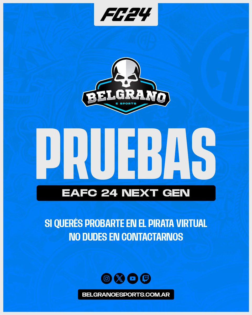 CABesportsok's tweet image. 🎮🩵🤔 ¡TE ESTAMOS BUSCANDO!

👉 Nuestro equipo #Esports, esta en búsqueda de #Gamers para nuestro team #EAFC24.

📩 Si estas interesado/a  y queres ser un #Pirata #Gamer, no dudes en mandarnos tus datos por MD e inscribirte.

🩵🤞¡La familia #Celeste te espera!

#BelgranoVamos