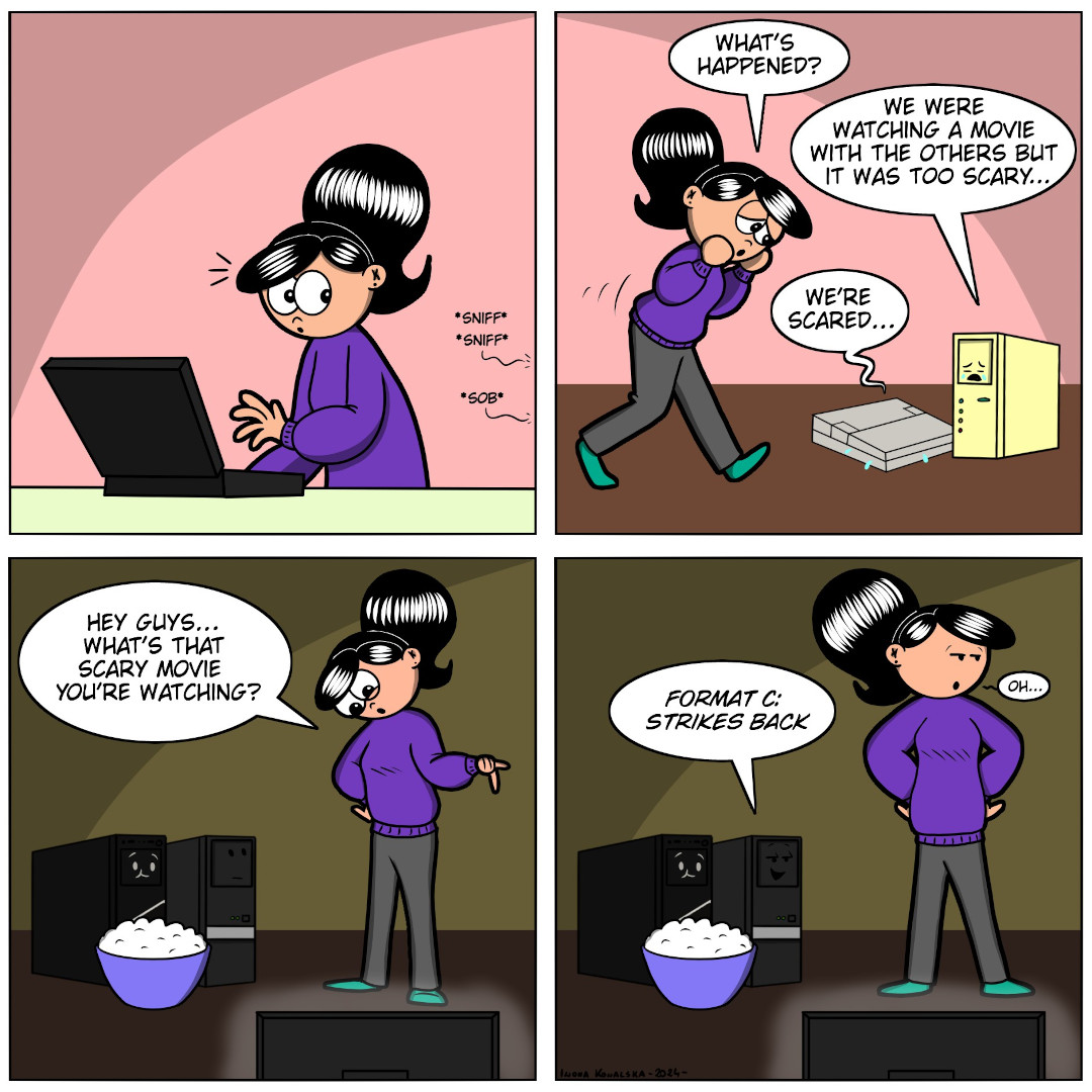 IwonK49534579's tweet image. Ep. 167
Not for sensitive computers ;)
#comicstrip #horror #computerhumor
-----
Full res here: tapas.io/episode/3098182
and/or here: webtoons.com/en/canvas/i-wo…