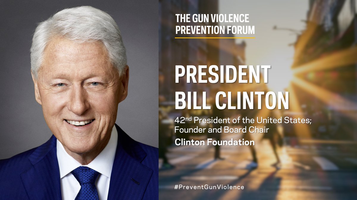 We're honored to have @BillClinton, 42nd President of the United States, and founder and board chair of the @ClintonFdn, join us at the 5th Annual Gun Violence Prevention Forum on Feb 27 for a special keynote address. #PreventGunViolence Learn more: bit.ly/3SzSkVy