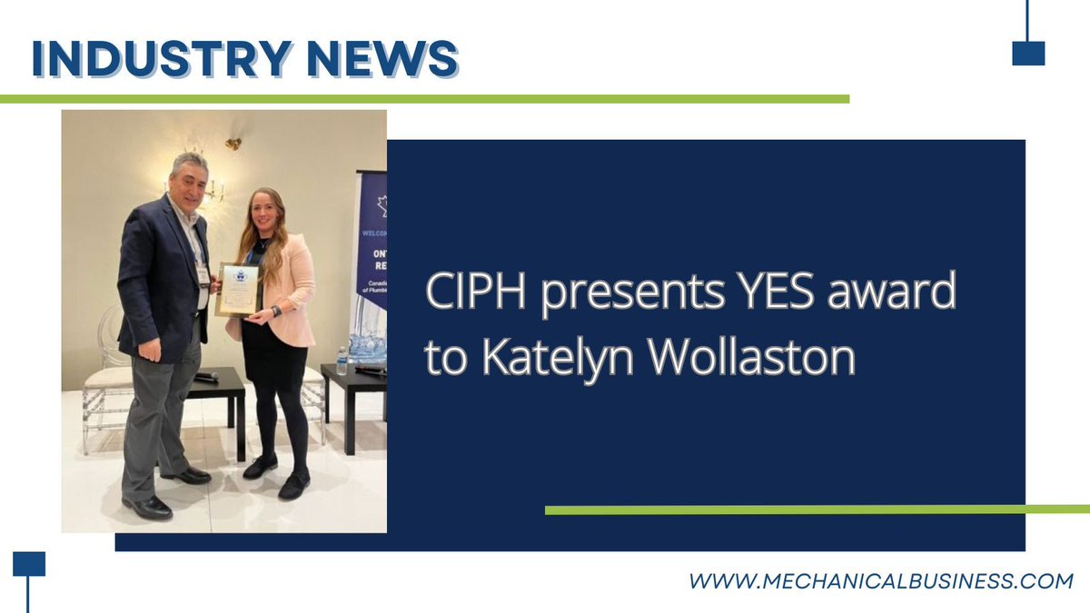 MechBusiness's tweet image. CIPH has recognized Katelyn Wollaston, marketing manager at CB Supplies Ltd., with its Young Executive Society (YES) Award. 
.
.
.
Click on the link for more details: buff.ly/42EKxu2 
#CIPH #CBSupplies #industryassociations #industryawards #HVAC #plumbing