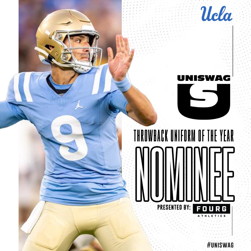 UNISWAG Throwback Uniform of the Year Nominee presented by @FourgAthletics @UCLAFootball is up for the best throwback uniform of the 2023 College Football season! Click here to vote: bit.ly/2sHF6u9 #uniswag