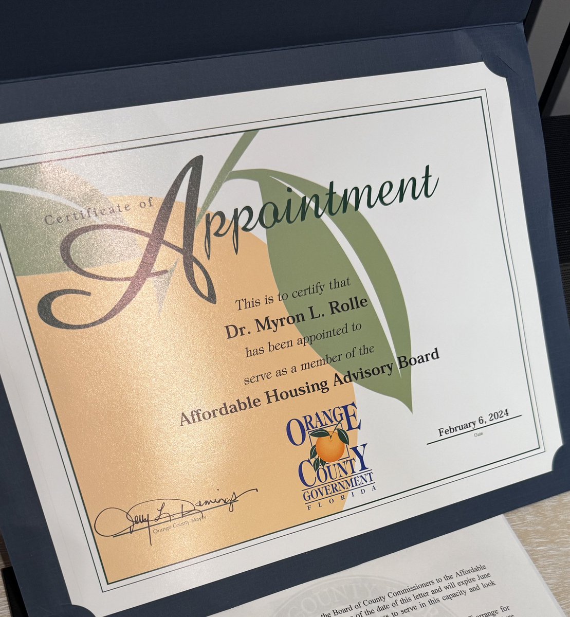 Truly honored to serve my local community in central Florida on this Affordable Housing Advisory Board! Helping low income citizens of Orlando and Orange County gain access to homes - because that’s where it all starts!! Thanks to Mayor Demings for his leadership and his