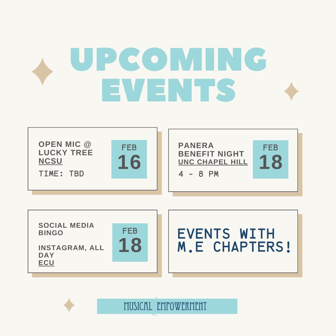 music_emp's tweet photo. Check out these upcoming events with out amazing Musical Empowerment college chapters! Can't wait to see the turnout! https://t.co/nXQ9sOOzzR