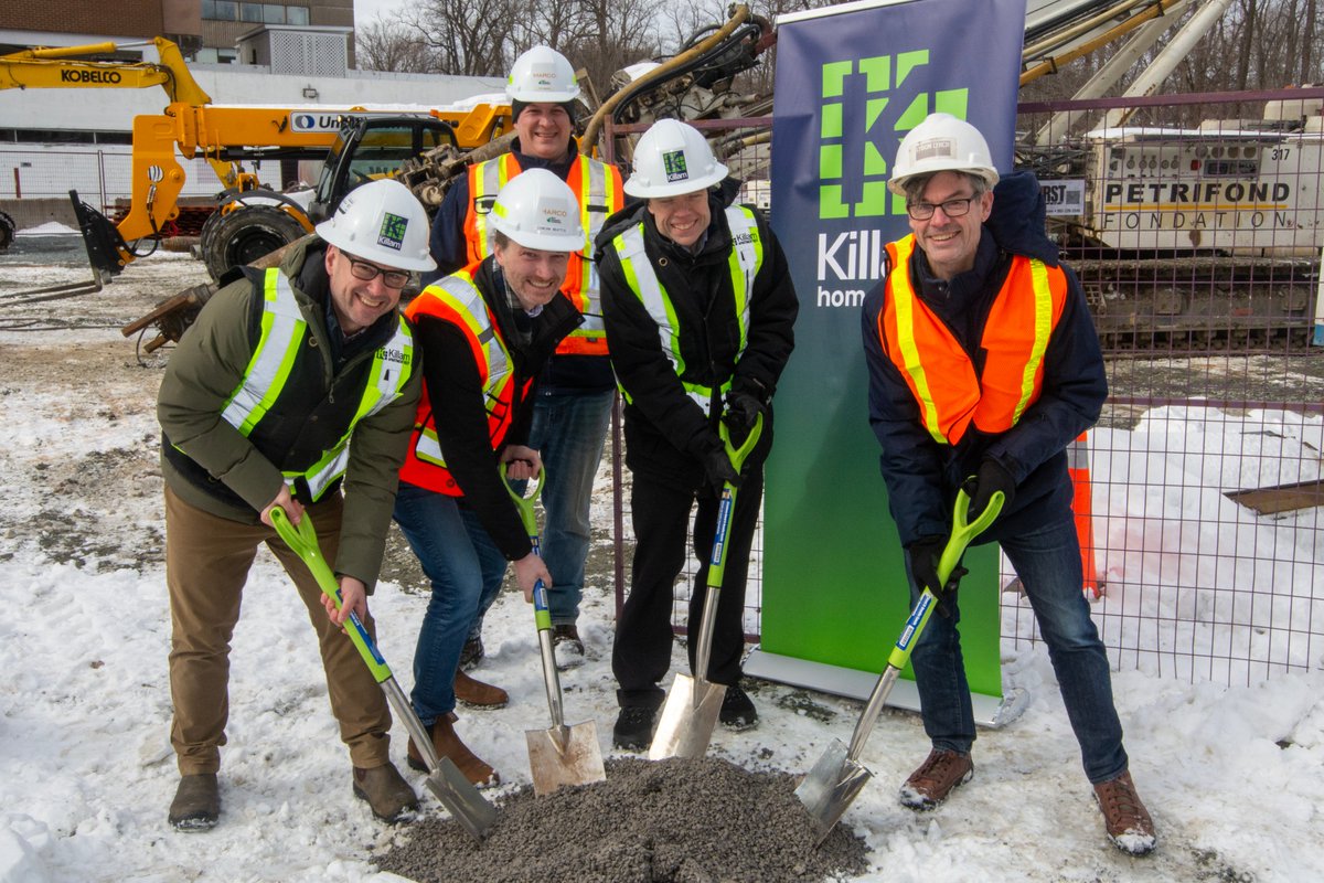 Marcogroup's tweet photo. Yesterday, Marco and Killam teamed up to break ground for the Eventide project! 🎉

This eight-storey, 55-unit apartment building is located on Carlton Street in the heart of Halifax, NS. 🏙️

@KillamTweets @LydonLynch @mreng_ca  @road_paving
#EventideProject #Groundbreaking #MarcoConstruction