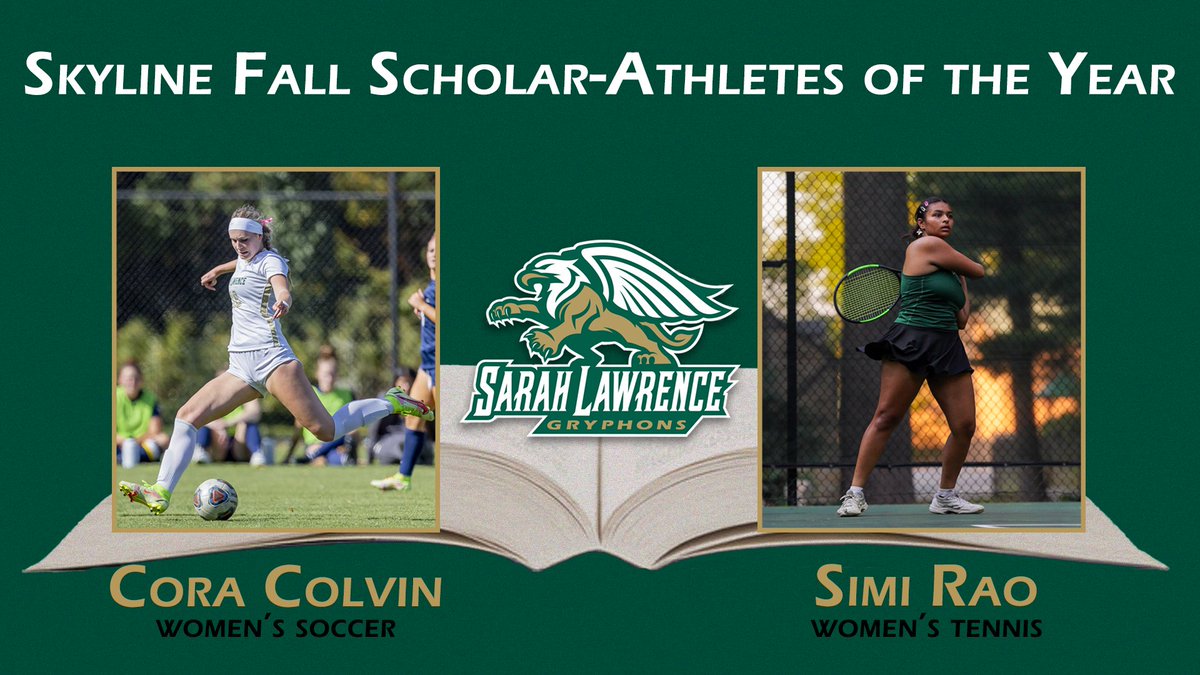 Sarah Lawrence College Athletics (@slcgryphons) on Twitter photo The Skyline Conference released their fall scholar-athletes of the year this week, naming Cora Colvin and Simi Rao as award winners, representing <a href="/slcgryphonswsoc/">Sarah Lawrence Women’s Soccer</a> and SLC women's tennis.
To read more, please visit gogryphons.com
#StrengthAndIntelligence
#GoGryphons The Skyline Conference released their fall scholar-athletes of the year this week, naming Cora Colvin and Simi Rao as award winners, representing <a href="/slcgryphonswsoc/">Sarah Lawrence Women’s Soccer</a> and SLC women's tennis.
To read more, please visit gogryphons.com
#StrengthAndIntelligence
#GoGryphons